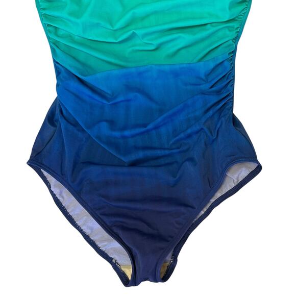 Talbots Miraclesuit Regatta Wise Dye One Piece Swimsuit Firm Control Size 12 - Picture 6 of 13